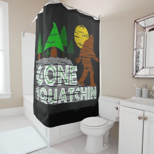 Origineel Gone Squatchin Shower Curtain Douchegordijn (In situ)