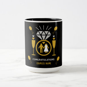Origineel Grappig Verlovingscongratulatie Cadeau   Tweekleurige Koffiemok