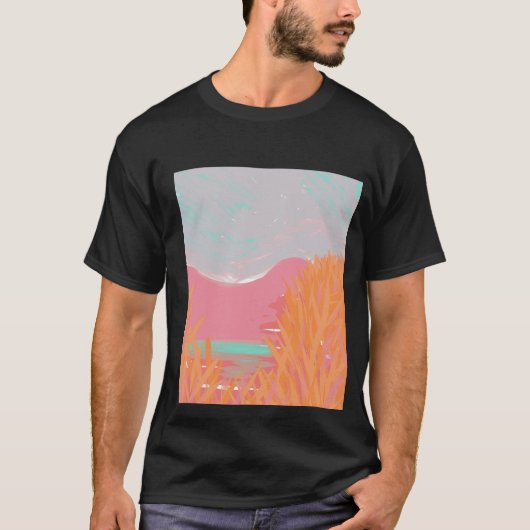 Origineel hedendaags "The Lake" kunstwerk voor hem T-shirt (Voorkant)
