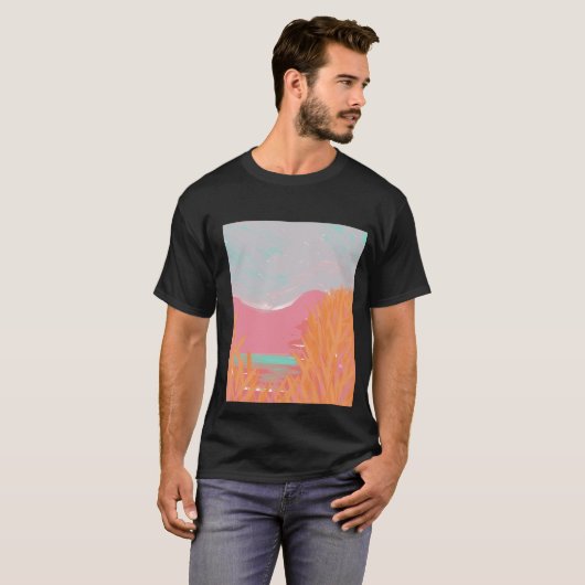 Origineel hedendaags "The Lake" kunstwerk voor hem T-shirt (Voorkant volledig)
