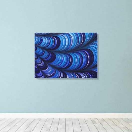 ~ Origineel Helder Blauw 3D Fractal Ontwerp ~ Canvas Afdruk (Insitu (Houten vloer))