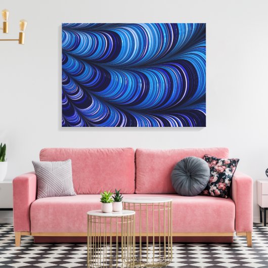 ~ Origineel Helder Blauw 3D Fractal Ontwerp ~ Canvas Afdruk (Insitu (Woonkamer))