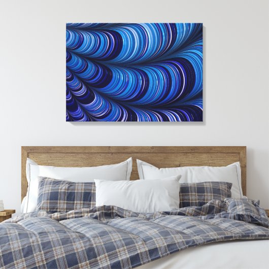 ~ Origineel Helder Blauw 3D Fractal Ontwerp ~ Canvas Afdruk (Insitu (Slaapkamer))
