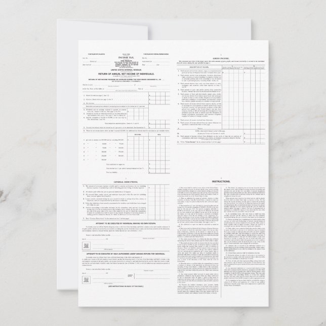 Origineel inkomstenbelastingformulier 1040 van 191 (Voorkant)