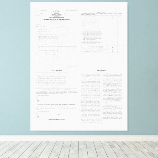 Origineel inkomstenbelastingformulier 1040 van 191 canvas afdruk (Insitu (Houten vloer))