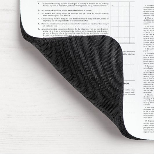 Origineel inkomstenbelastingformulier 1040 van 191 muismat (Hoek)