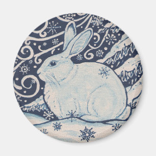 Origineel kerstkonijn Blauw & Wit Magneet