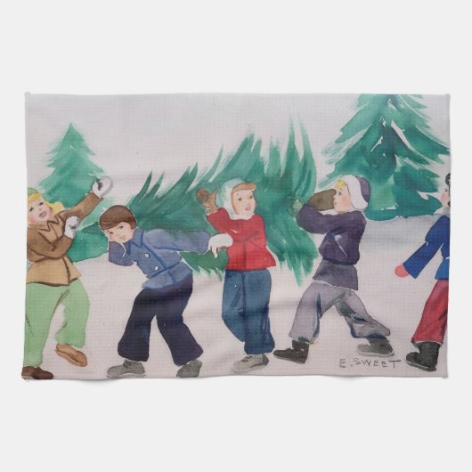 Origineel kerstkunstschildpad theedoek (Horizontaal)