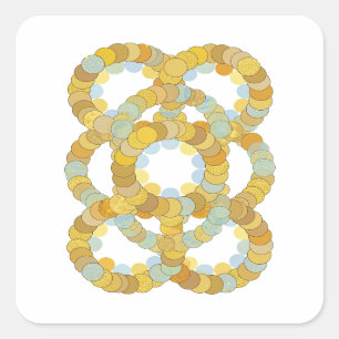 Origineel Kleurig Gouden Cirkel Knoop Sticker Moti