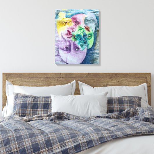 Origineel kleurrijk surrealistisch afbeelding canvas afdruk (Insitu (Slaapkamer))