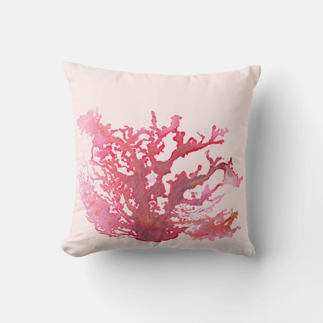 Origineel koraal Sierkussen roze 16 x 16 inch (Voorkant)