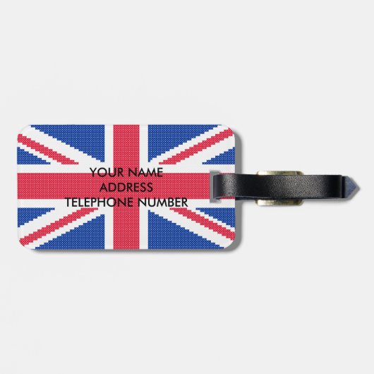 Origineel kruissteekontwerp Union Jack Bagagelabel (Achterkant horizontaal)