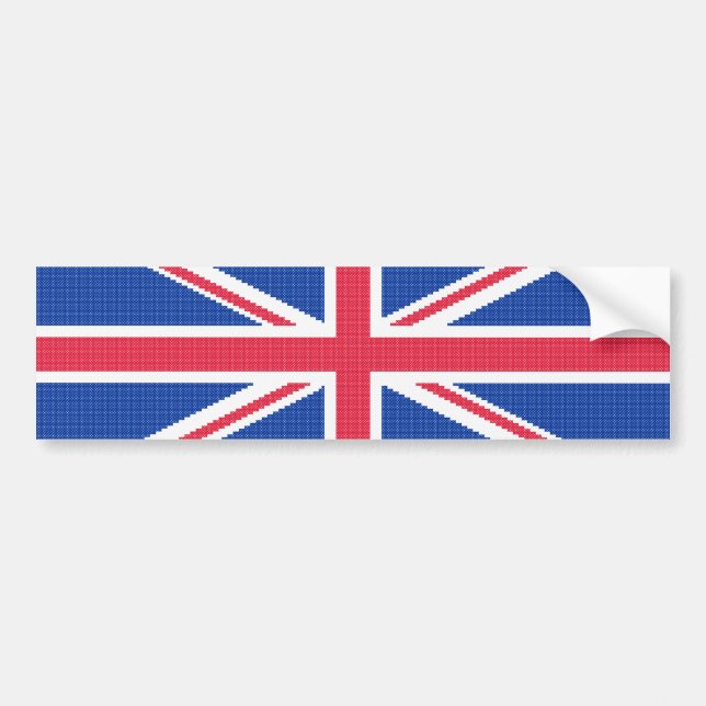 Origineel kruissteekontwerp Union Jack Bumpersticker (Voorkant)