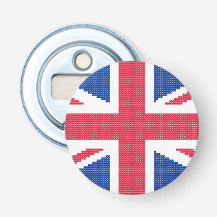 Origineel kruissteekontwerp Union Jack Button Flesopener
