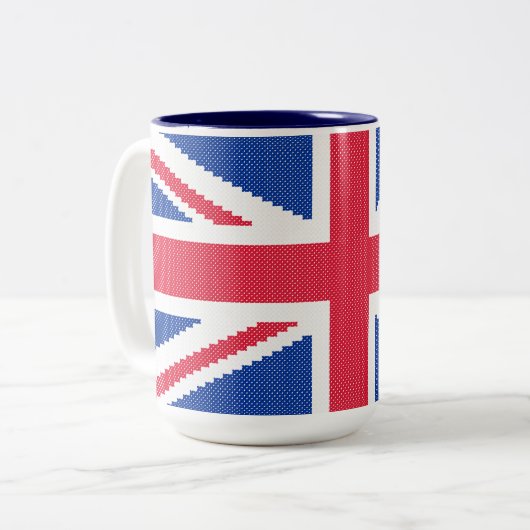 Origineel kruisstiekmodel Uniefactrice Tweekleurige Koffiemok (Voorkant links)