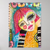 Origineel kunstkleurrijk Abstract wit roze meisje Poster (Voorkant)