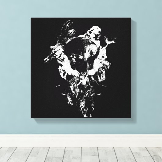 Origineel kunstwerk #3 Zwart en wit Canvas Afdruk (Insitu (Houten vloer))