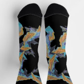 Origineel kunstwerk in tinten blauw en Sinaasappel Sokken (Top)