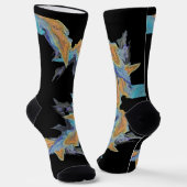 Origineel kunstwerk in tinten blauw en Sinaasappel Sokken (Gebogen)