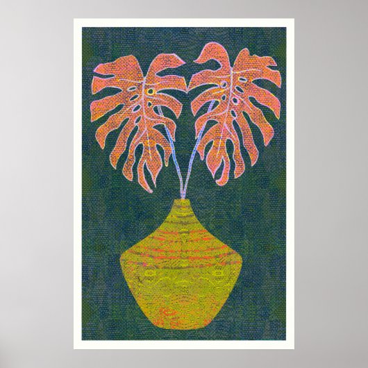 Origineel kunstwerk monstera blad poster (Voorkant)