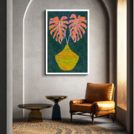 Origineel kunstwerk monstera blad poster
