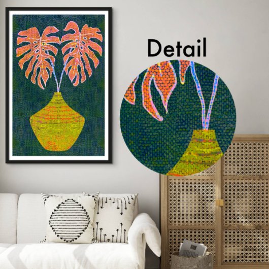 Origineel kunstwerk monstera blad poster