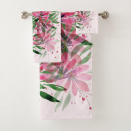 Origineel Kunstwerk Waterverf Bloemen Bloeien Bad Handdoek