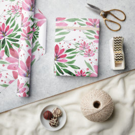 Origineel Kunstwerk Waterverf Bloemen Bloeien Cadeaupapier