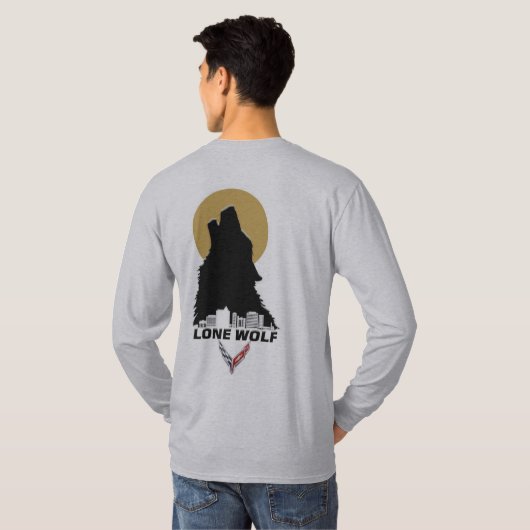 Origineel Lone Wolf T-shirt in grijs en rood (Achterkant volledig)