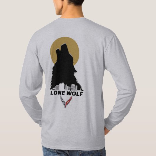 Origineel Lone Wolf T-shirt in grijs en rood (Achterkant)