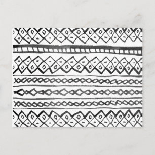 Origineel modern zwart waterverf aztec patroon briefkaart