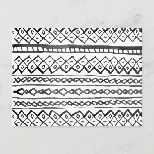 Origineel modern zwart waterverf aztec patroon briefkaart (Voorkant)