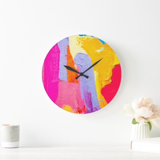 Origineel olieverfschilderij: Kleurrijk Abstract Grote Klok (Huis)