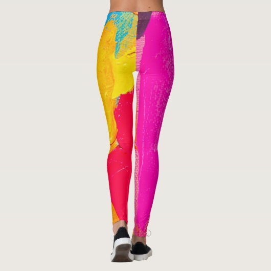 Origineel olieverfschilderij: Kleurrijk Abstract Leggings (Achterkant)