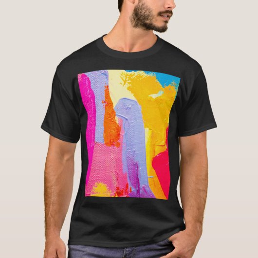 Origineel olieverfschilderij: Kleurrijk Abstract T-shirt (Voorkant)