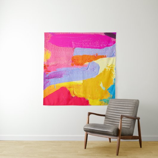 Origineel olieverfschilderij: Kleurrijk Abstract Wandkleed (In Situ (horizontaal))