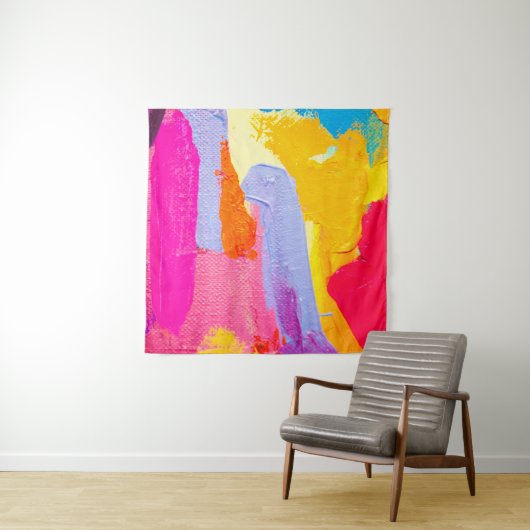 Origineel olieverfschilderij: Kleurrijk Abstract Wandkleed (In situ)