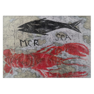 Origineel ontwerp kreeft thema glas snijplank