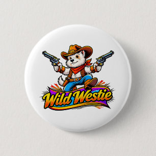 Origineel ontwerp Westie hond cowboy Ronde Button 5,7 Cm