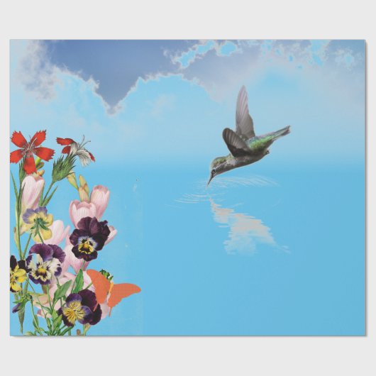 ORIGINEEL ONTWERPWRAPPINGSPAPIER HUMMINGBIRD CADEAUPAPIER (Vlak)