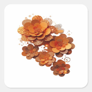 Origineel Oranje ORANGE FLORAL FANTASY Sticker