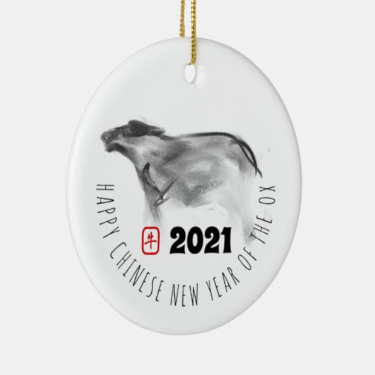 Origineel OX Chinees nieuwjaar 2021 CRO Keramisch Ornament (Rechts)