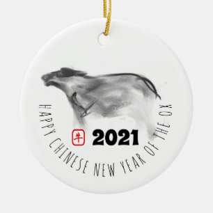 Origineel OX Chinees nieuwjaar 2021 CRO Keramisch Ornament