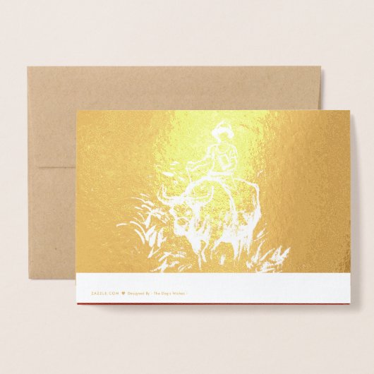 Origineel Ox-Kind schilderen 2021 Luxe Folie GC3 Folie Kaarten (Met envelop)