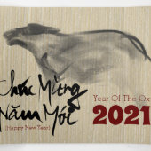 Origineel OX Vietnamees Nieuwjaar 2021 3FC Drieluik Wenskaart (Binnenkant midden)