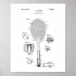 Origineel Poster van het Patent van Tennis Racket 
