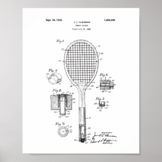 Origineel Poster van het Patent van Tennis Racket 