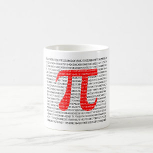 Origineel rood nummer pi-dag wiskundig symbool koffiemok