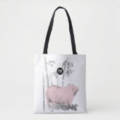 Origineel roze roze bamboe monogram Kies kleur B Tote Bag (Voorkant)
