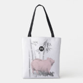 Origineel roze roze bamboe monogram Kies kleur B Tote Bag (Achterkant)